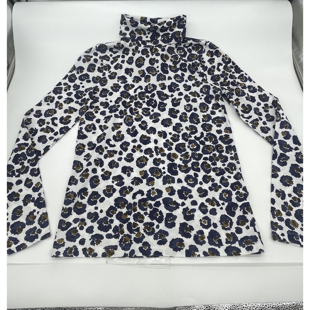 J. Crew Women's Long‎ Sleeve Animal Print cotton Turtleneck Top Sz S Casual